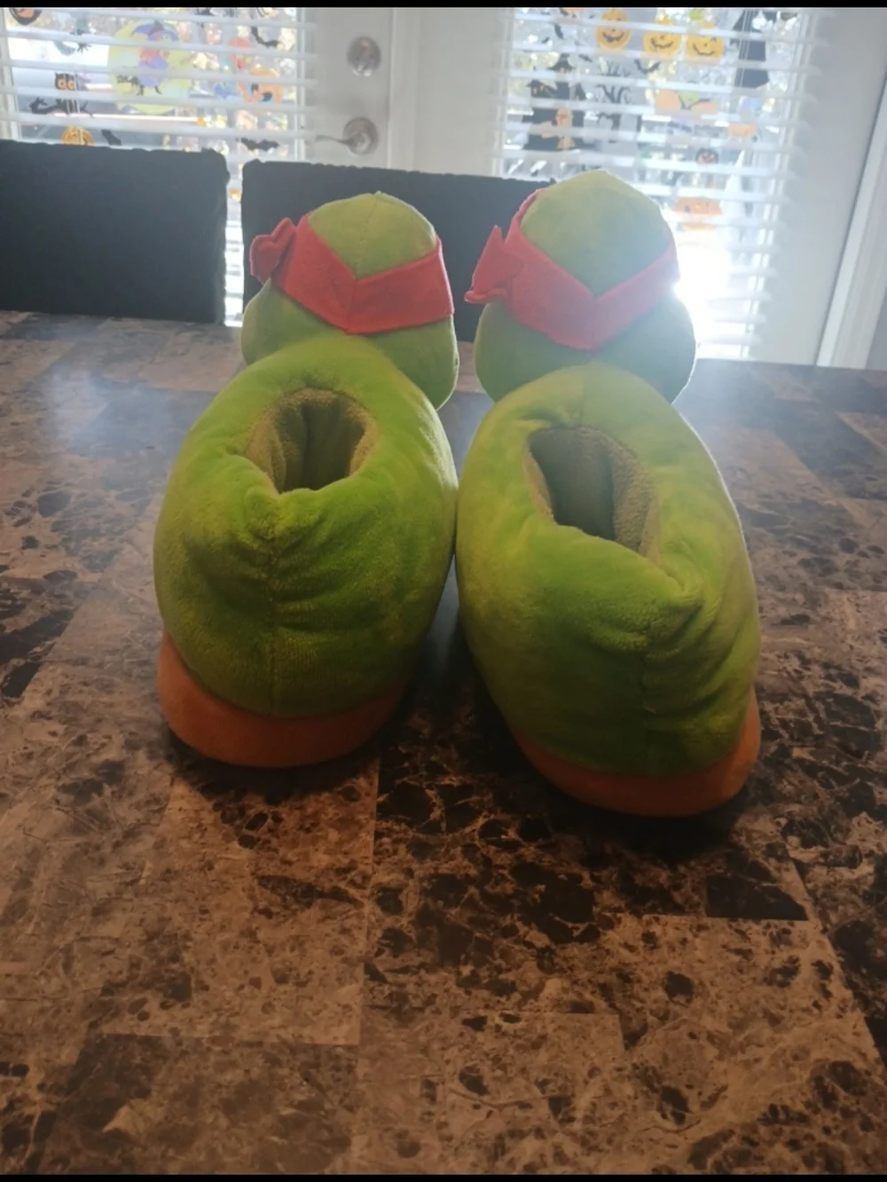 Green Ninja Turtle Plush Slippers with Red Mask - Kids